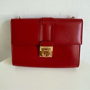 Salvatore Ferragamo Red Leather Clutch